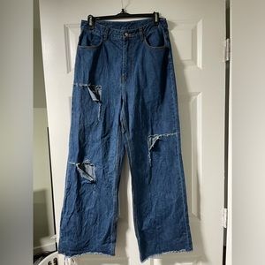LSD COLLECTION Destroyed Stapler Distressed Jeans Korean